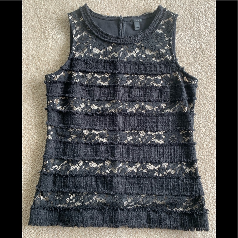 J.Crew black lace shell top